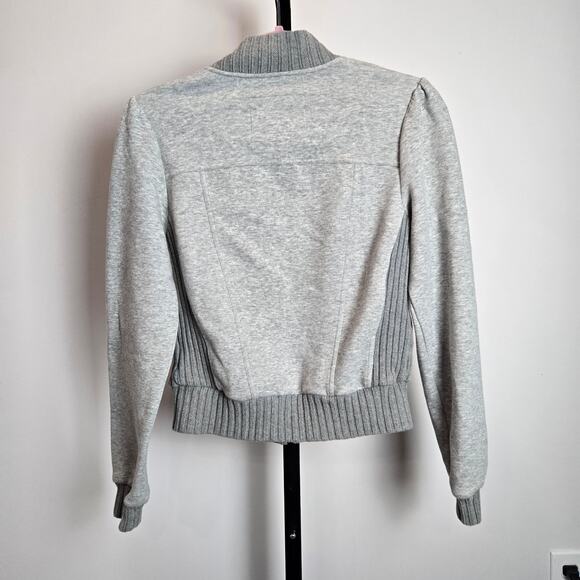 Anthropologie Saturday Sunday Gray Full Zip Bomber Sweater Ribbed Knit Jacket XS - Picture 4 of 8